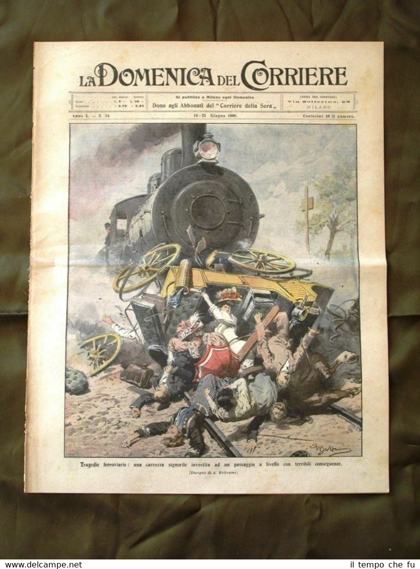 La Domenica del Corriere 14 Giugno 1908 Treno A. Dreyfus …