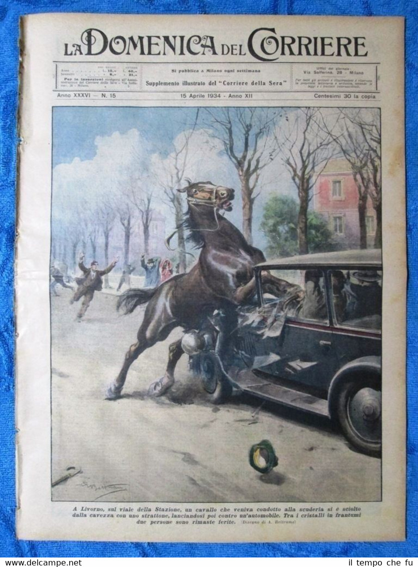 La Domenica del Corriere 15 aprile 1934 Livorno - Praga …