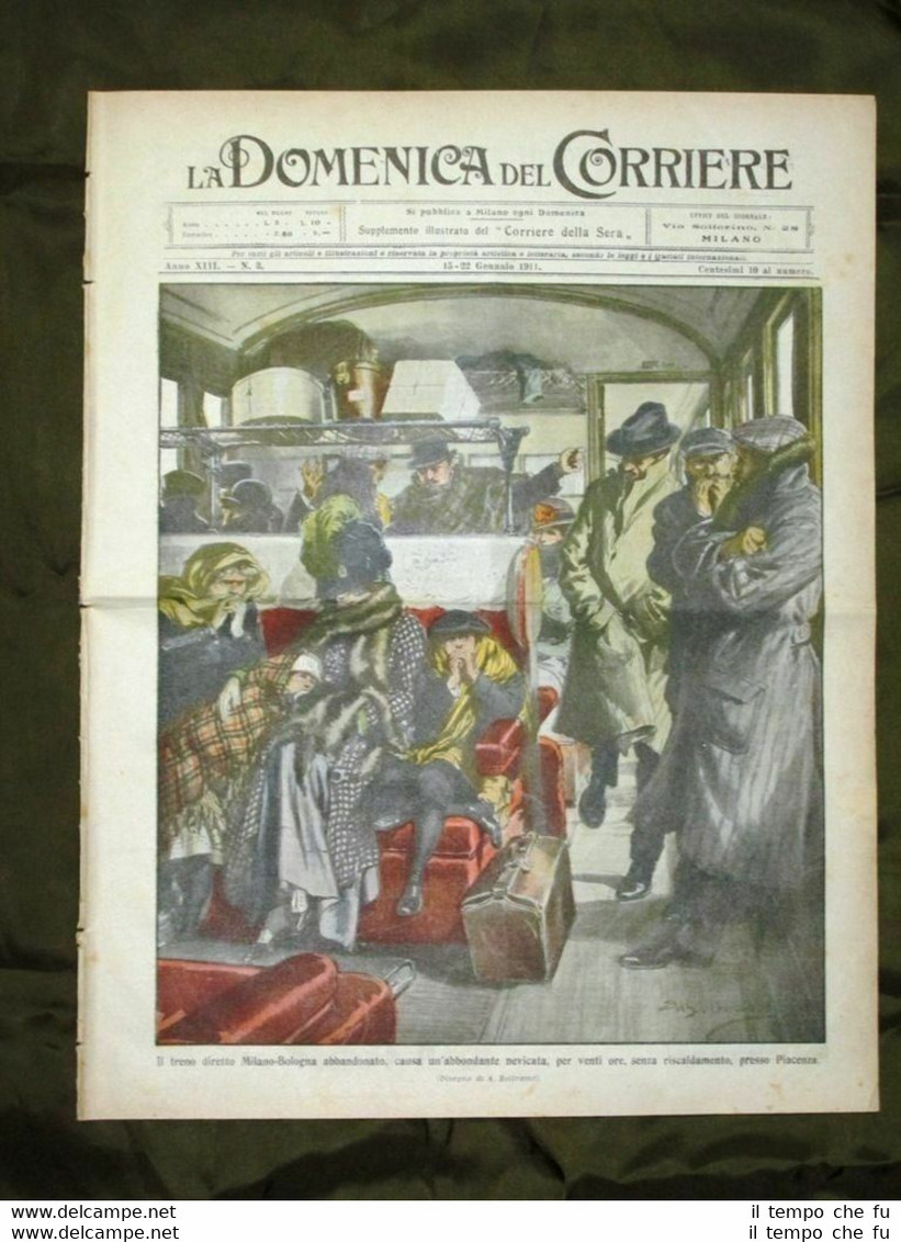 La Domenica del Corriere 15 Gennaio 1911 Treno Piacenza Buoi …