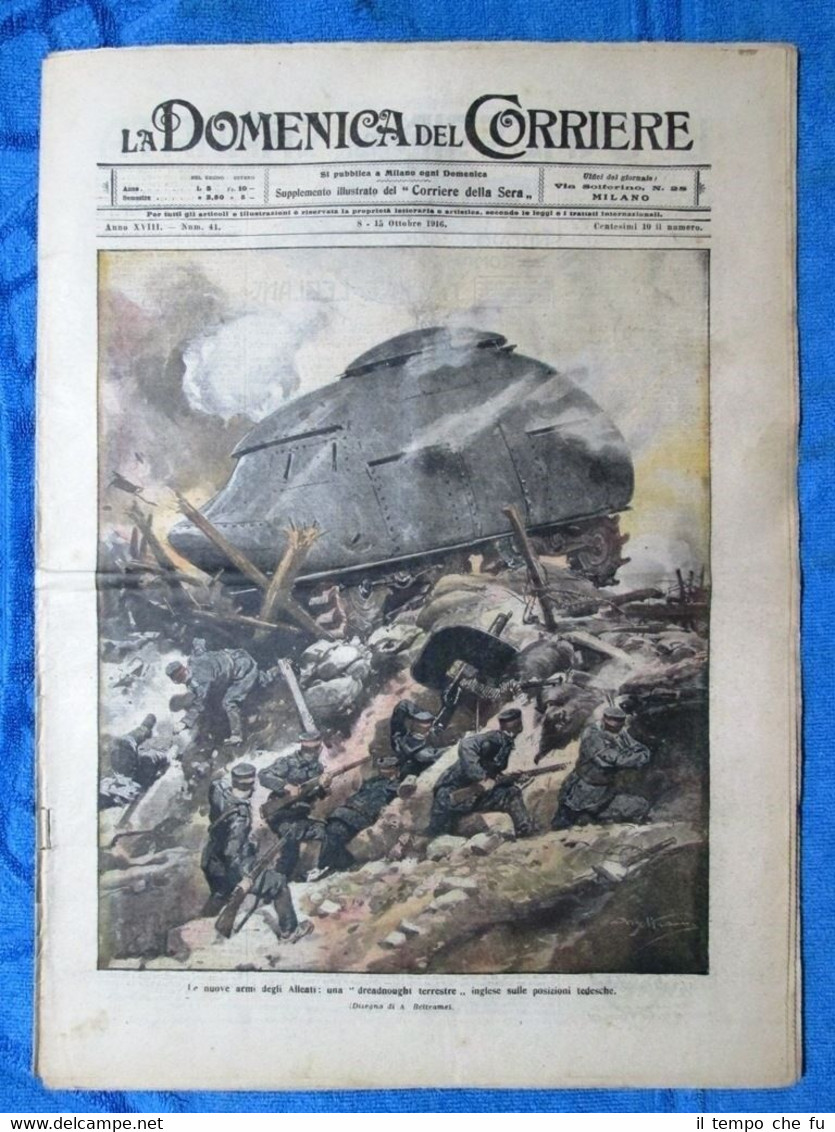 La Domenica del Corriere 15 ottobre 1916 WW1 Dreadnought-Carso-Albania-Vojussa