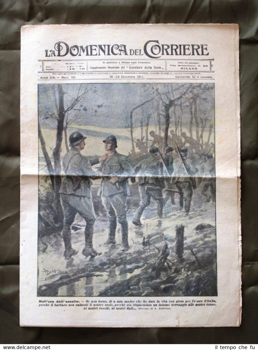 La Domenica del Corriere 16 Dicembre 1917 WW1 Soldati Assalto …