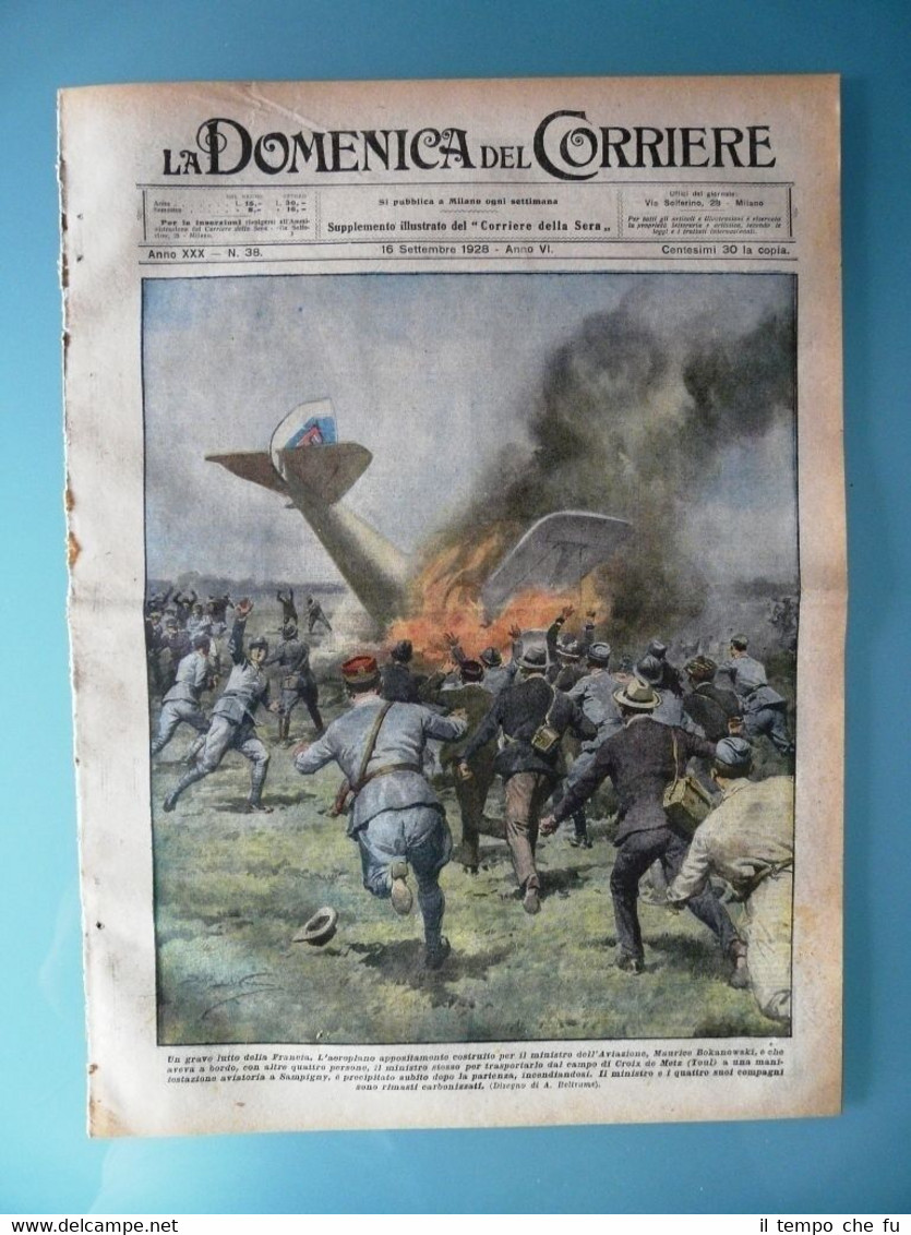 La Domenica del Corriere 16 settembre 1928 Aeroplano Maurice Bokanowski …