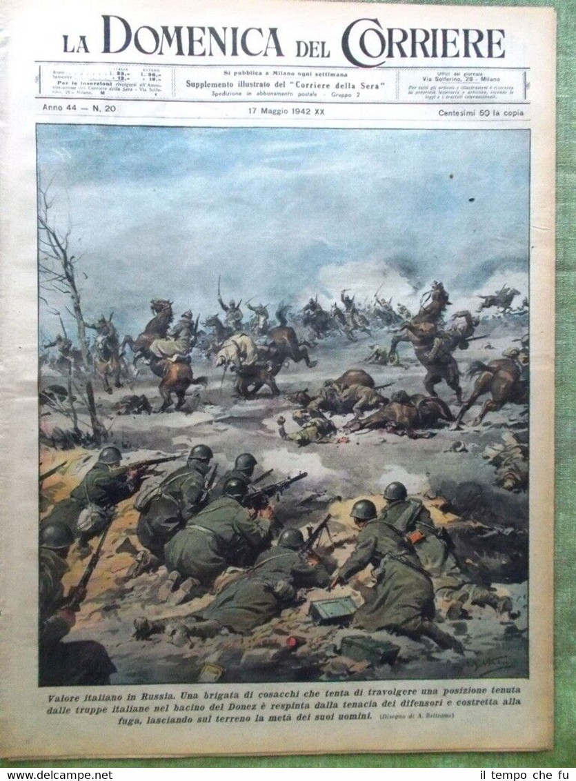 La Domenica del Corriere 17 Maggio 1942 WW2 Cosacchi Aereo …