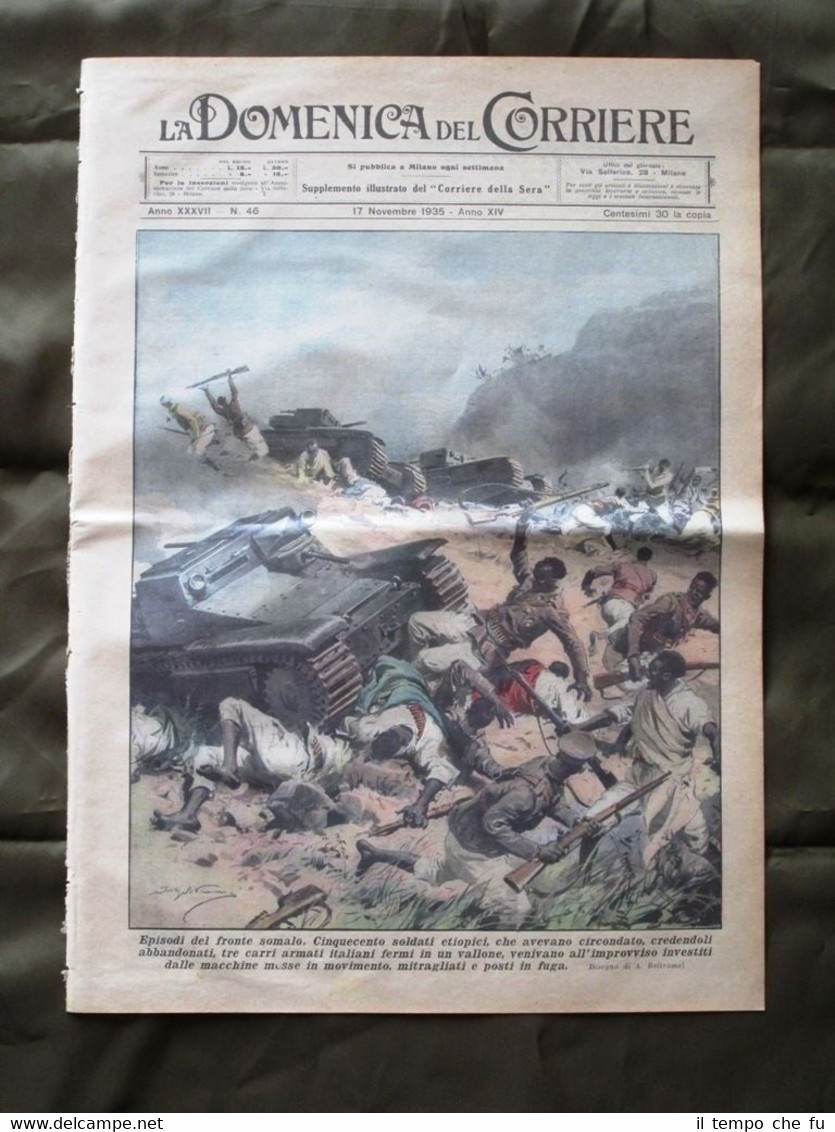 La Domenica del Corriere 17 Novembre 1935 Carri armati Truppe …