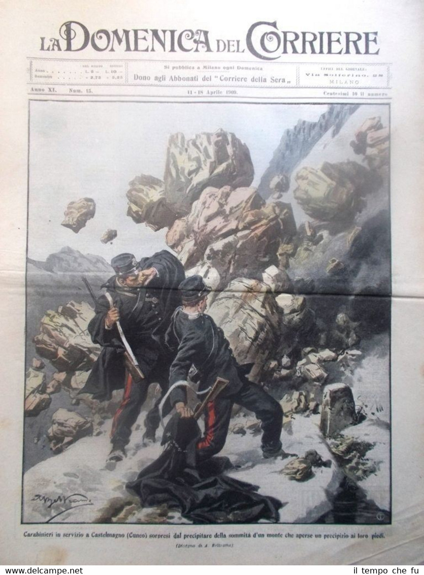 La Domenica del Corriere 18 Aprile 1909 Carabinieri Elettra Strauss …