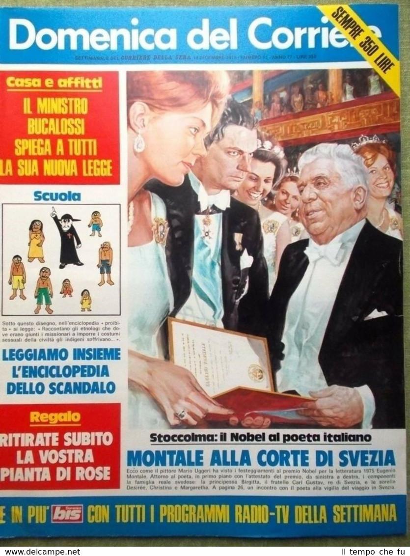 La Domenica del Corriere 18 Dicembre 1975 Nobel Eugenio Montale …