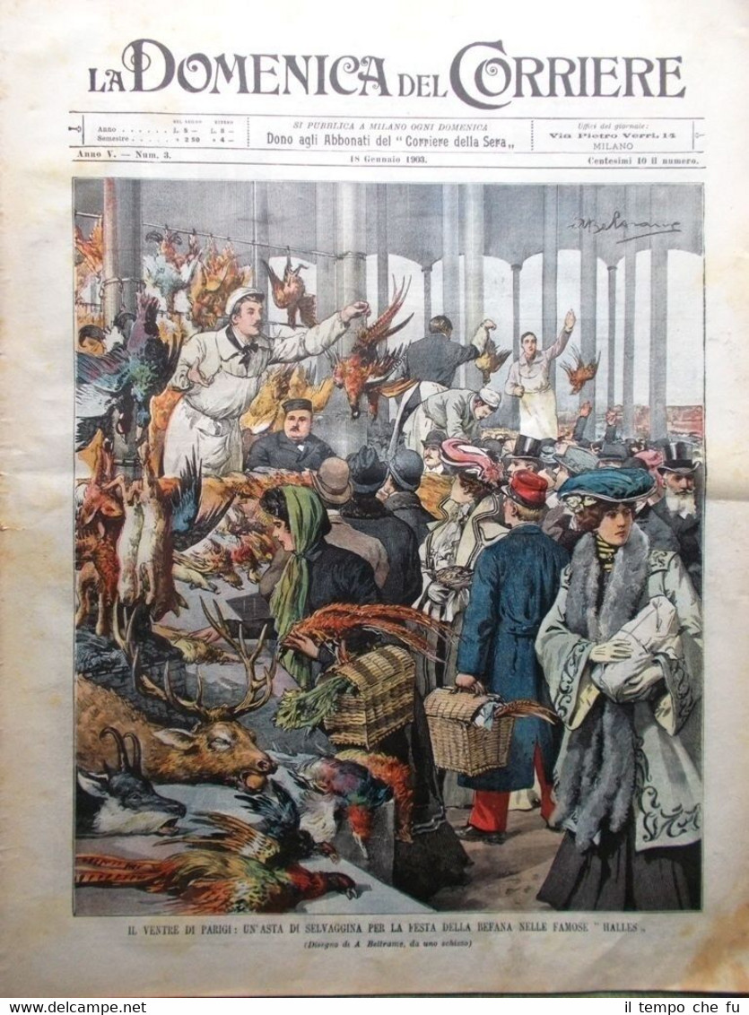 La Domenica del Corriere 18 Gennaio 1903 Befana Pubblicità Garibaldi …