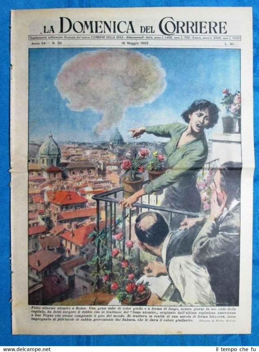 La Domenica del Corriere 18 maggio 1952 Roma - Douglasville …