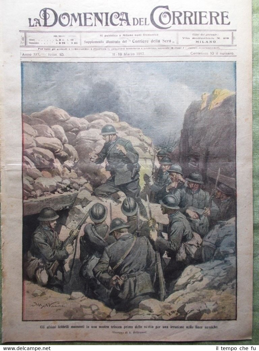 La Domenica del Corriere 18 Marzo 1917 WW1 Francia Carnia …