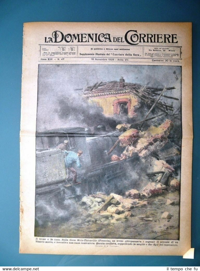 La Domenica del Corriere 18 novembre 1928 Treno etz Thionville …
