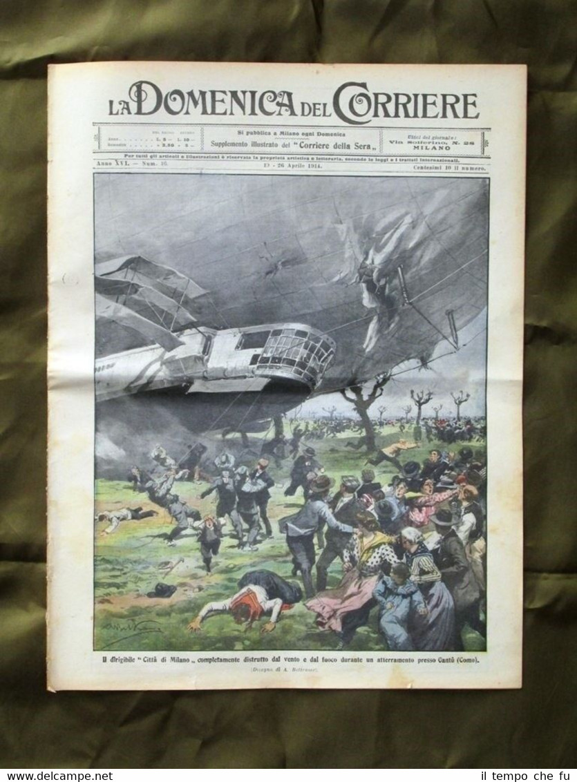 La Domenica del Corriere 19 Aprile 1914 Dirigibile Mercato in …
