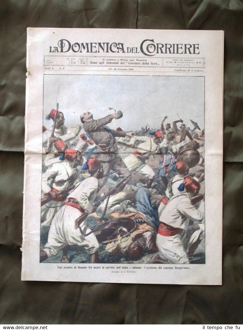 La Domenica del Corriere 19 Gennaio 1908 Cap. Bongiovanni Freddo …