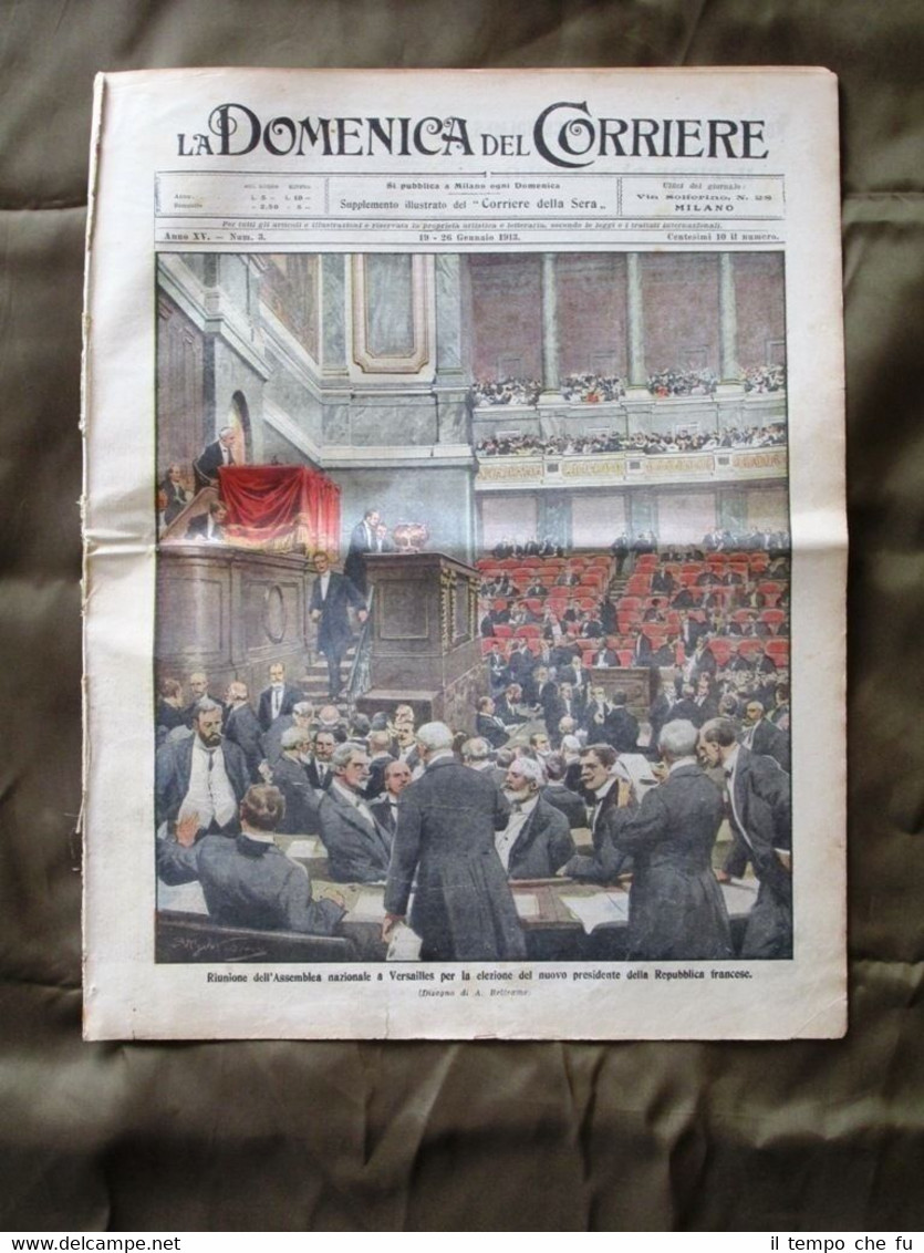 La Domenica del Corriere 19 Gennaio 1913 Versailles Elezione Soldati …