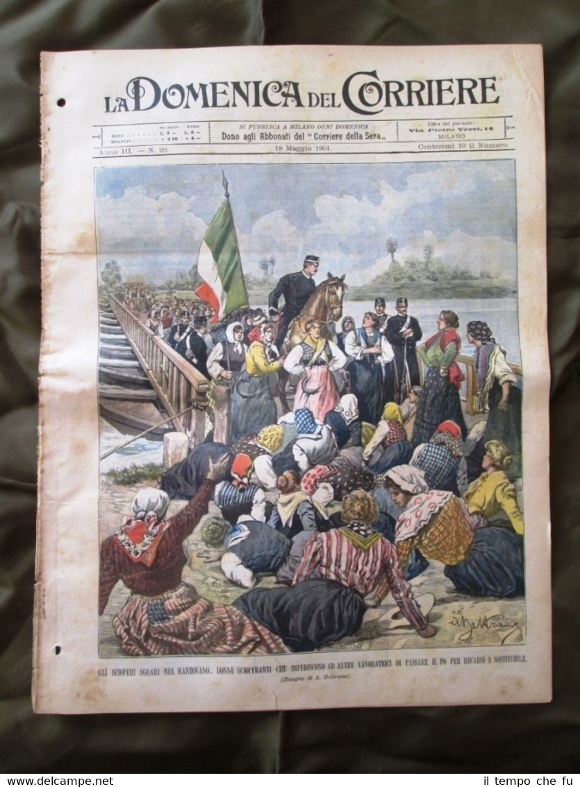 La Domenica del Corriere 19 Maggio 1901 Scioperi agrari-Duomo Milano-Vela …