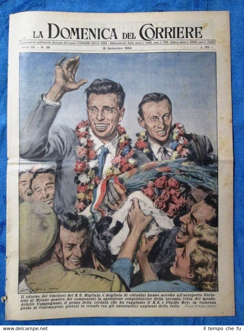 La Domenica del Corriere 19 settembre 1954 A.Compagnoni,U.Rey-Dejana-B.Manfredi