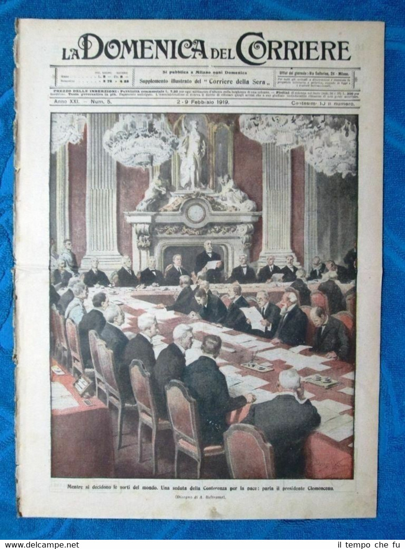 La Domenica del Corriere 2 febbraio 1919 Clemenceau - Vedrines …