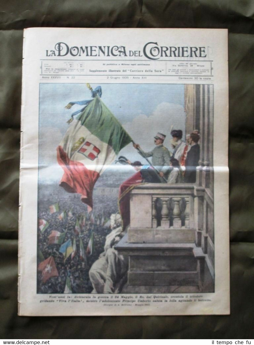 La Domenica del Corriere 2 Giugno 1935 Re Bandiera Aereo …