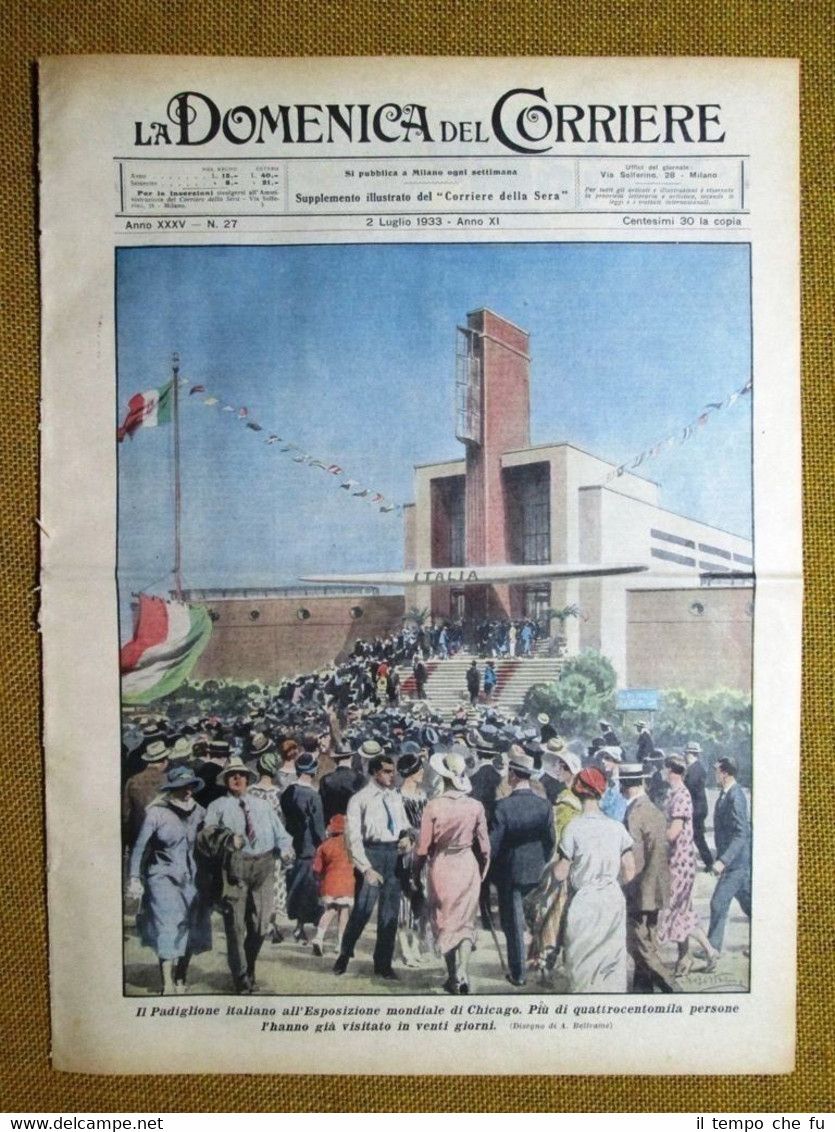 La Domenica del Corriere 2 luglio 1933 Chicago - Porto …