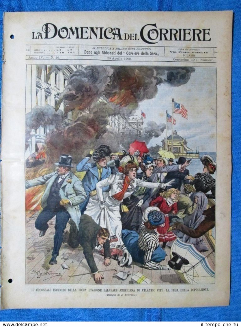 La Domenica del Corriere 20 aprile 1902 Atlantic City- Emanuele …