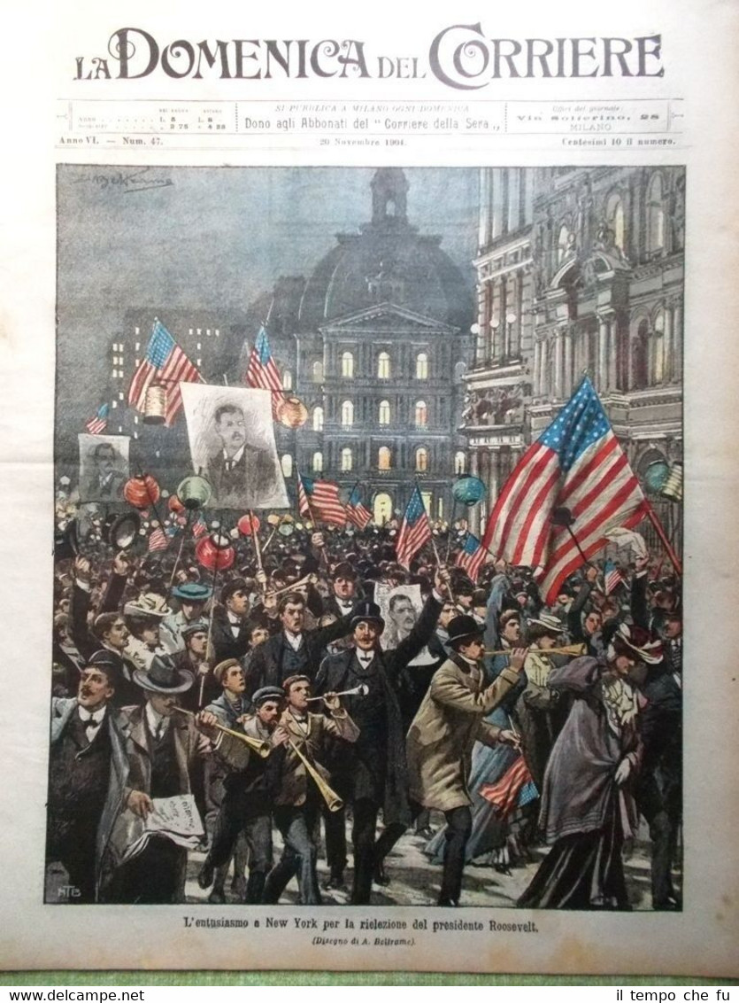 La Domenica del Corriere 20 Novembre 1904 Elezione Roosevelt Salvagente …