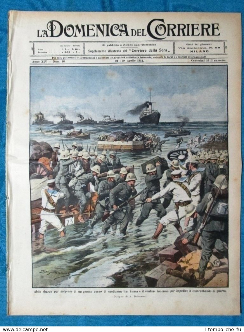 La Domenica del Corriere 21 aprile 1912 Zuara - Napoli …