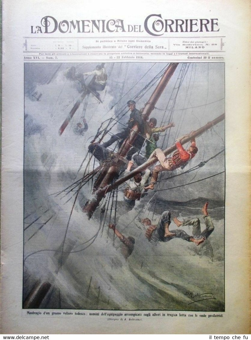 La Domenica del Corriere 22 Febbraio 1914 Naufragio Leoni Fezzan …