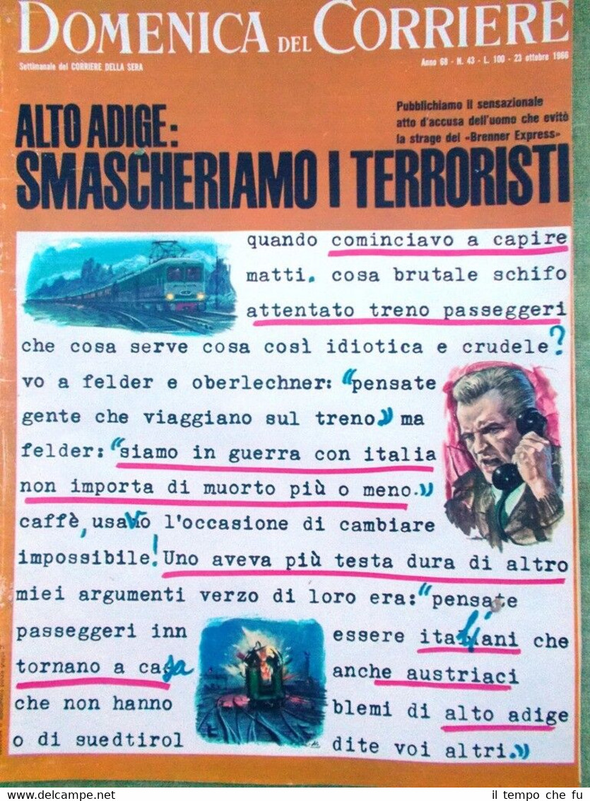 La Domenica del Corriere 23 Ottobre 1966 Alto Adige Bibbia …