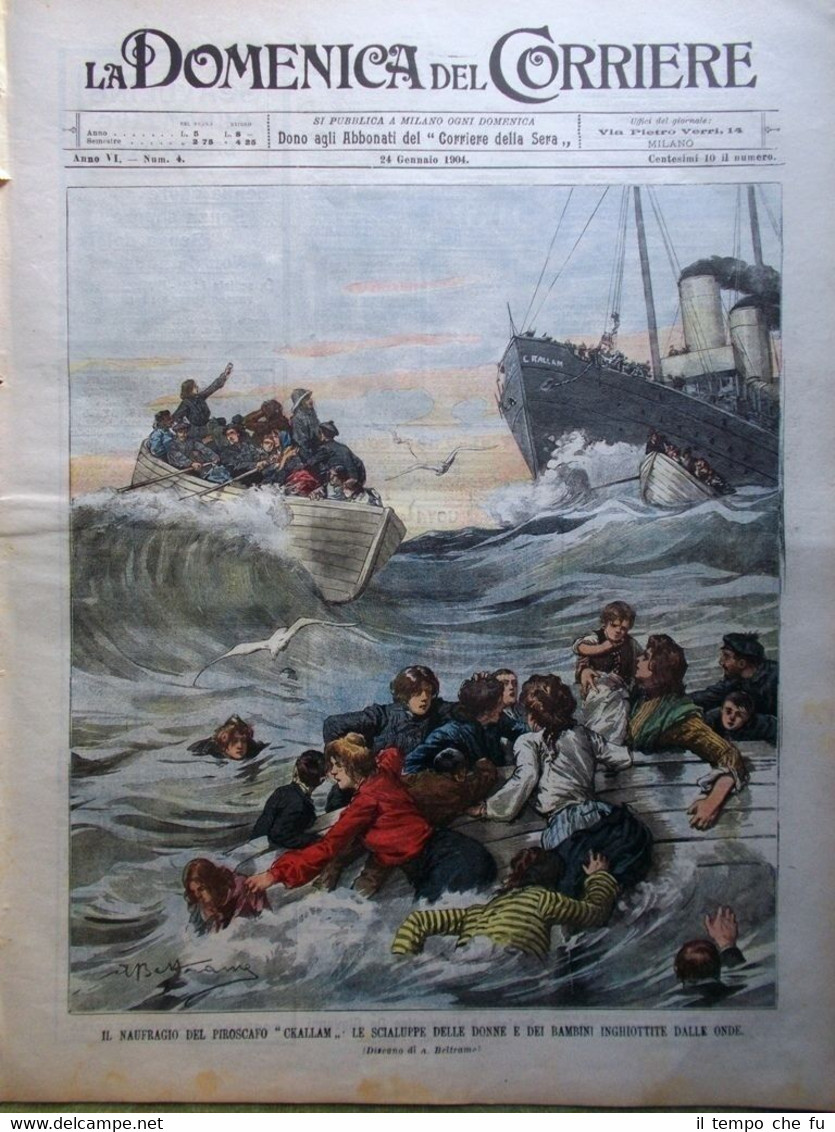 La Domenica del Corriere 24 Gennaio 1904 Naufragio Ckallam Somalia …