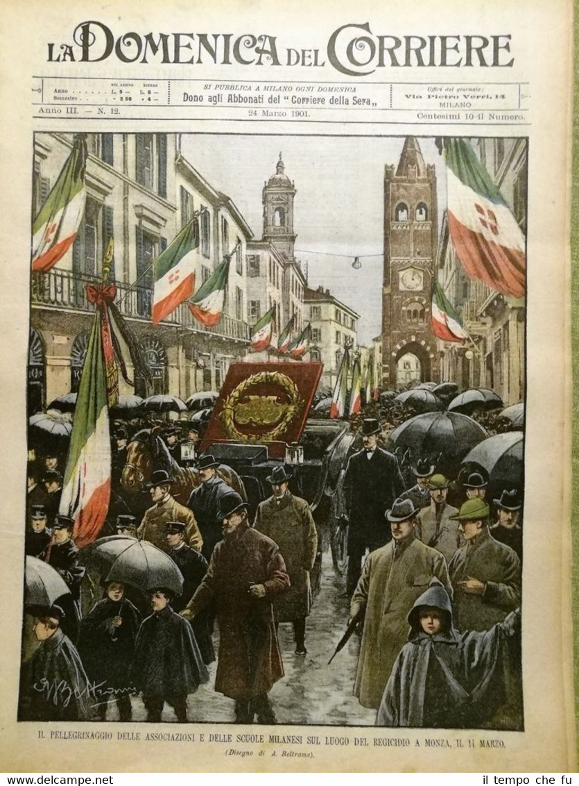 La Domenica del Corriere 24 Marzo 1901 Regicidio Monza Elena …