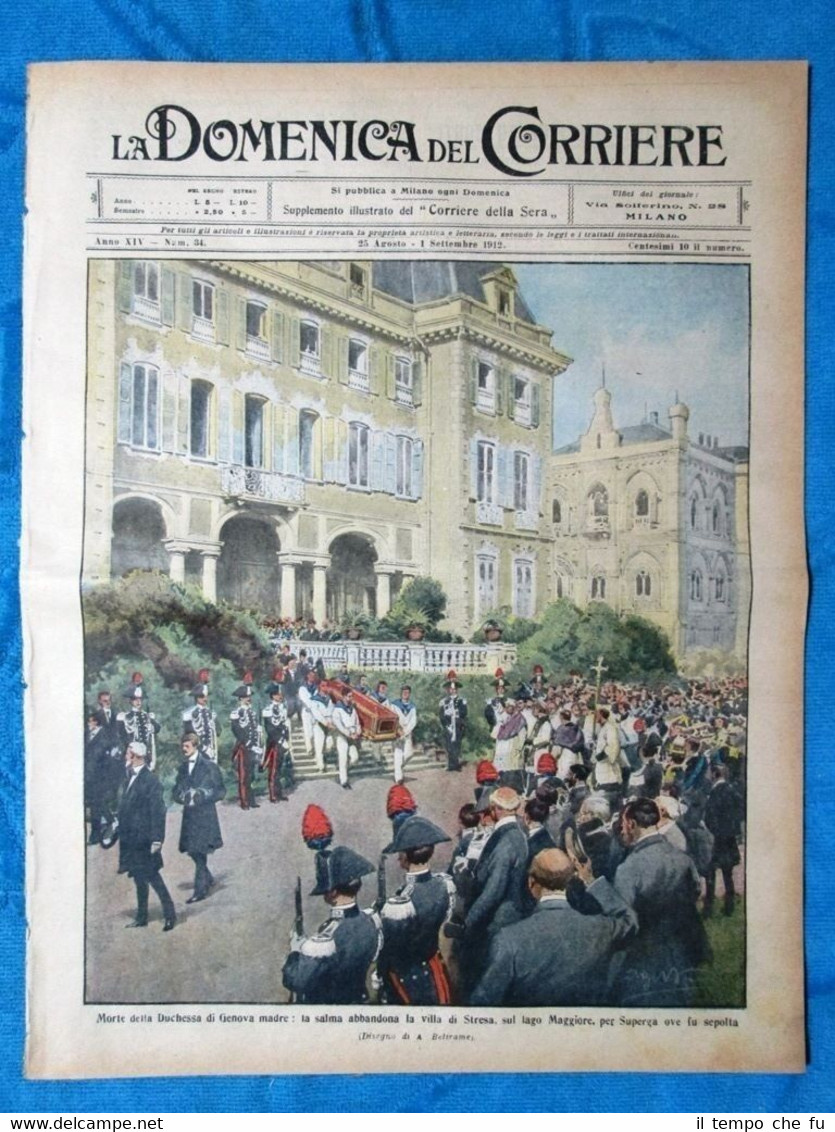 La Domenica del Corriere 25 agosto 1912 Duchessa Genova -Zuara-Italia …