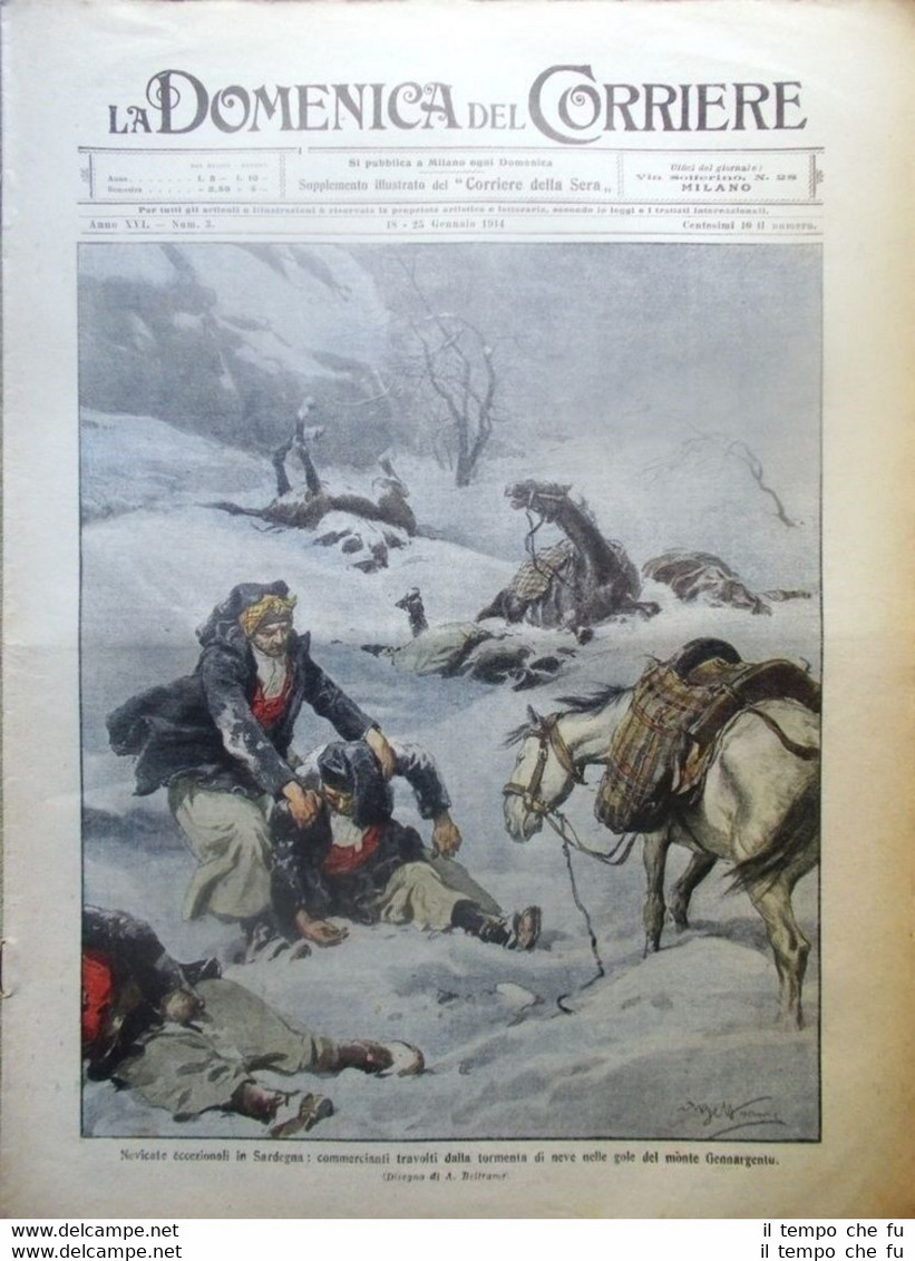 La Domenica del Corriere 25 Gennaio 1914 Nevicata Alluvione Scicli …