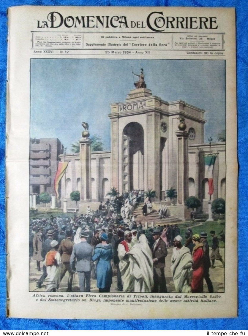 La Domenica del Corriere 25 marzo 1934 Tripoli - Ponte …