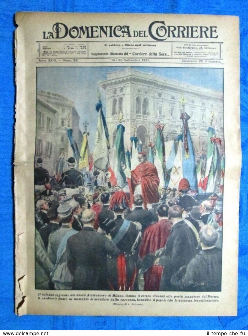 La Domenica del Corriere 25 settembre 1921 Mons.Ratti - Frankfurt …