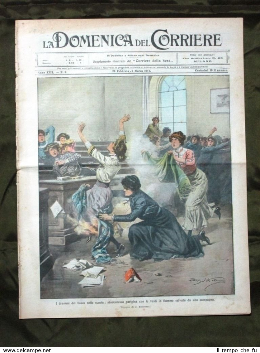 La Domenica del Corriere 26 Febbraio 1911 Incendio Scuola Monete …