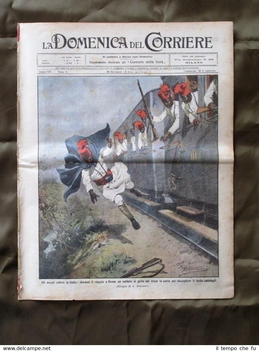 La Domenica del Corriere 26 Gennaio 1913 Ascari Treno Veliero …