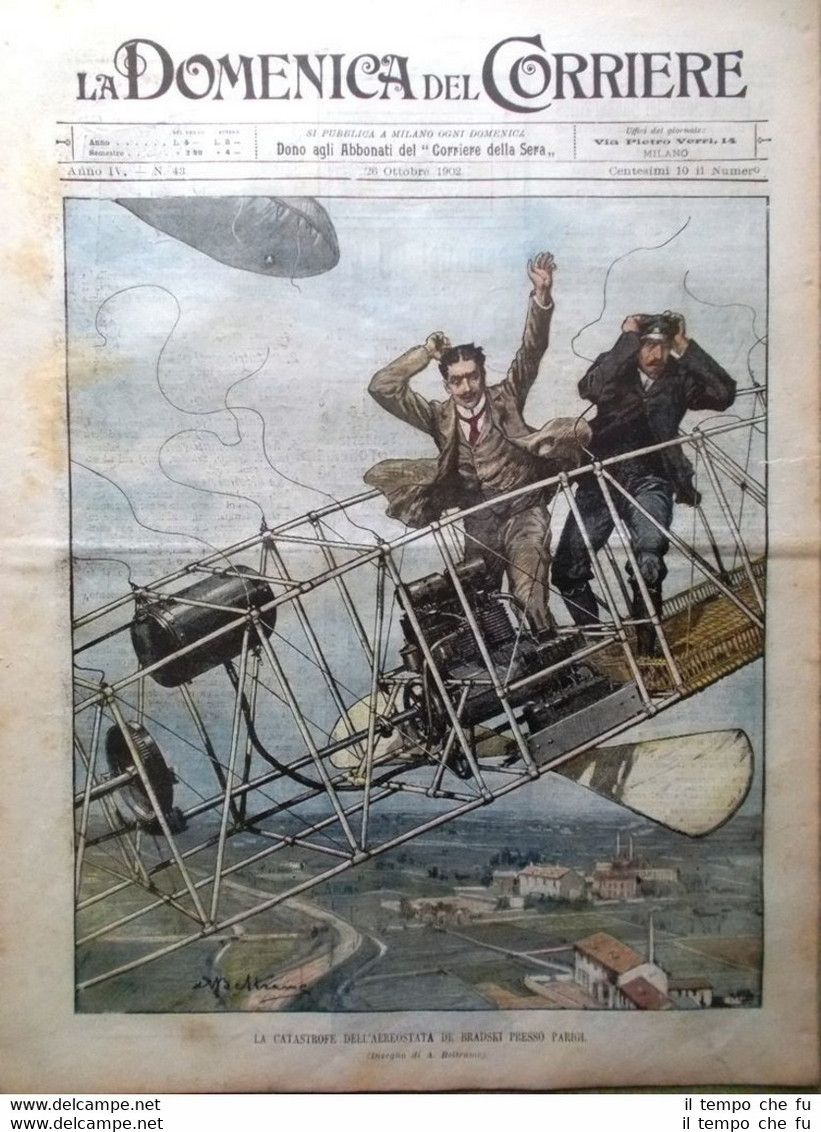 La Domenica del Corriere 26 Ottobre 1902 De Bradski Aviazione …