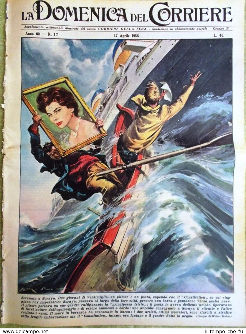 La Domenica del Corriere 27 Aprile 1958 Soraya Amburgo Zatopek …