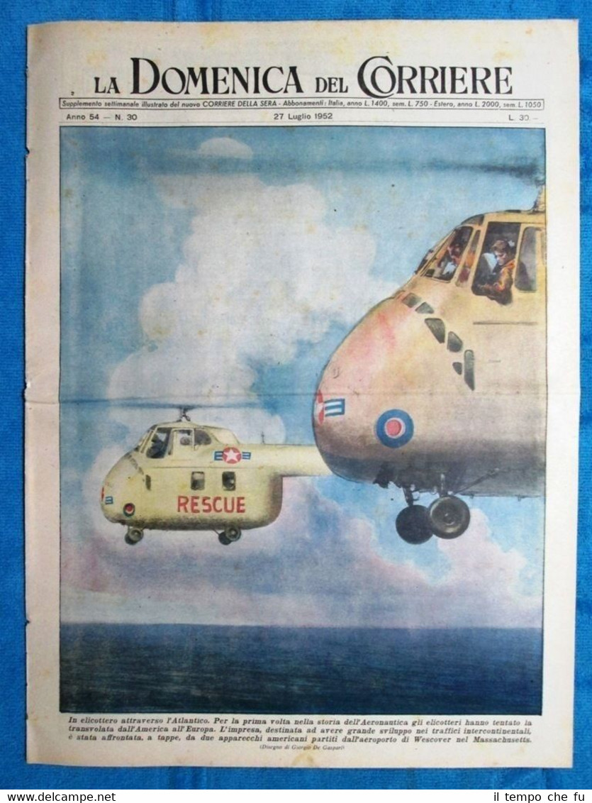 La Domenica del Corriere 27 luglio 1952 Aeronautica - Lindam …