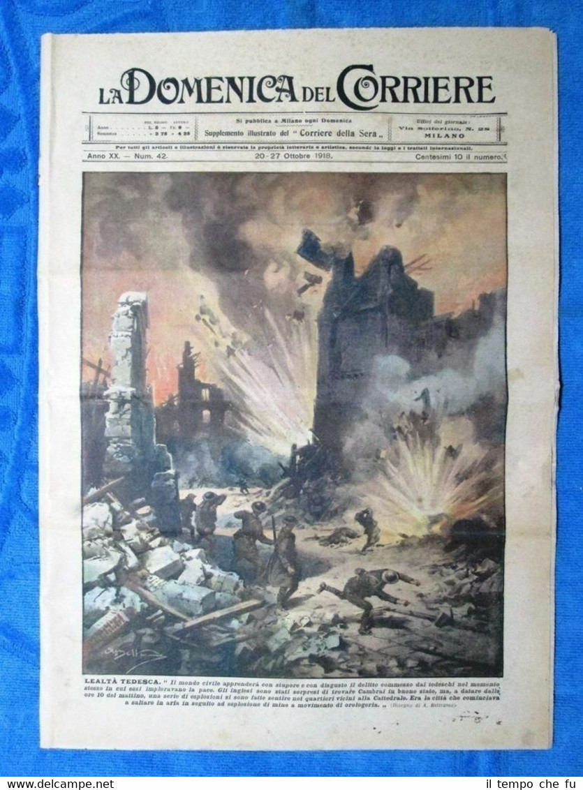 La Domenica del Corriere 27 ottobre 1918 WW1 Cambrai-Bersaglieri N.Y.-d'Annunzio