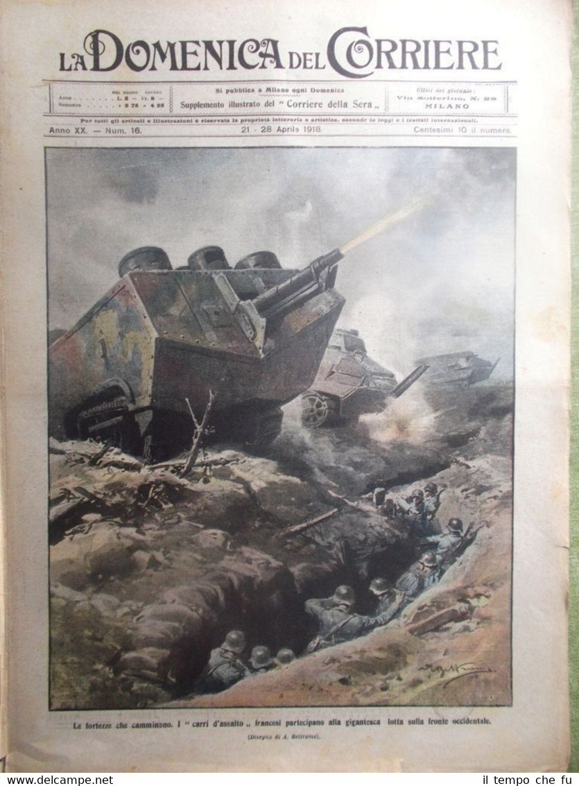 La Domenica del Corriere 28 Aprile 1918 WW1 Fronte Austria …