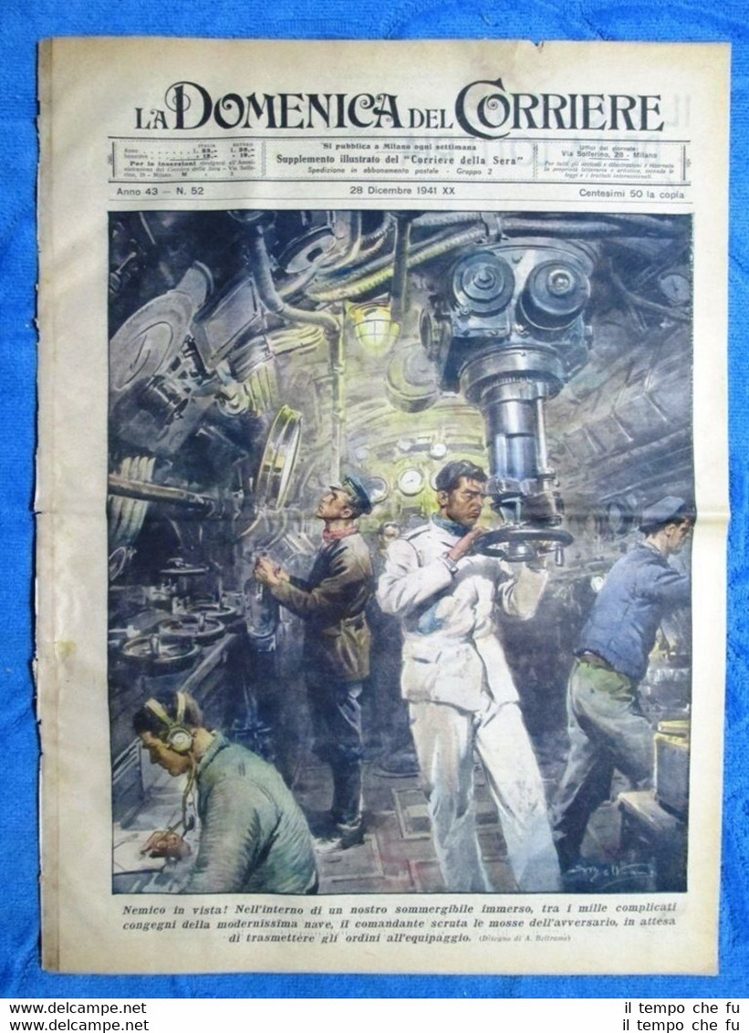 La Domenica del Corriere 28 dicembre 1941 Sommergibile - Malesia …
