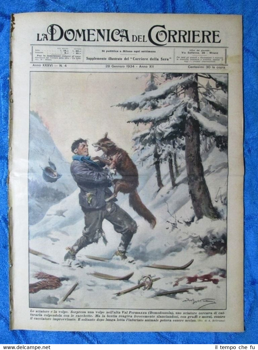 La Domenica del Corriere 28 gennaio 1934 Domodossola - Borgosesia …