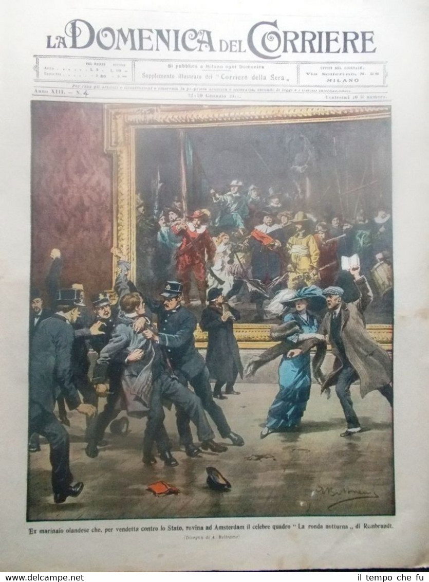 La Domenica del Corriere 29 Gennaio 1911 Rembrandt Raffaello Tolstoi …