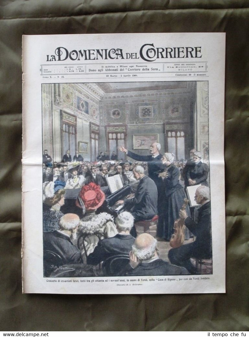 La Domenica del Corriere 29 Marzo 1908 Ex-Lirici Piazza Colonna …