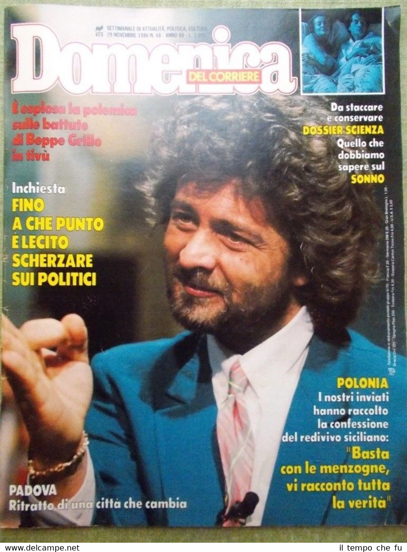 La Domenica del Corriere 29 Novembre 1986 Beppe Grillo Weaver …