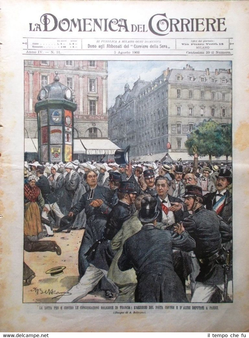 La Domenica del Corriere 3 Agosto 1902 Congregazioni Francia Papa …