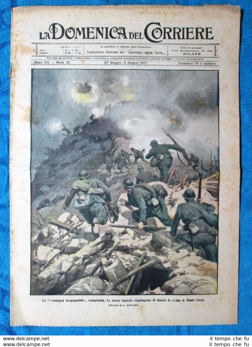 La Domenica del Corriere 3 giugno 1917 WW1 Monte Cucco …