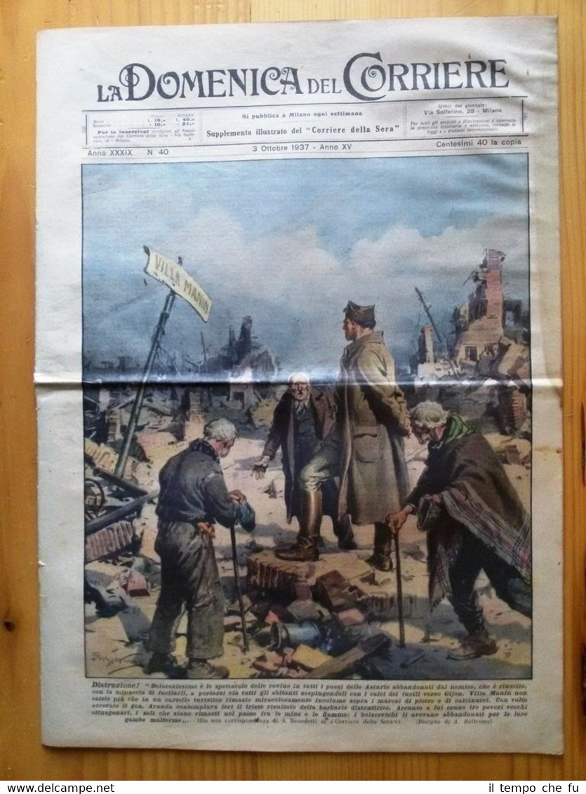 La Domenica del Corriere 3 ottobre 1937 Asturie - Ponte …