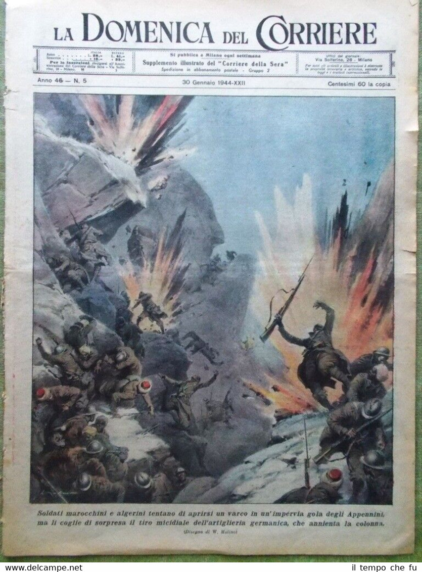 La Domenica del Corriere 30 Gennaio 1944 WW2 Appennini Alassio …