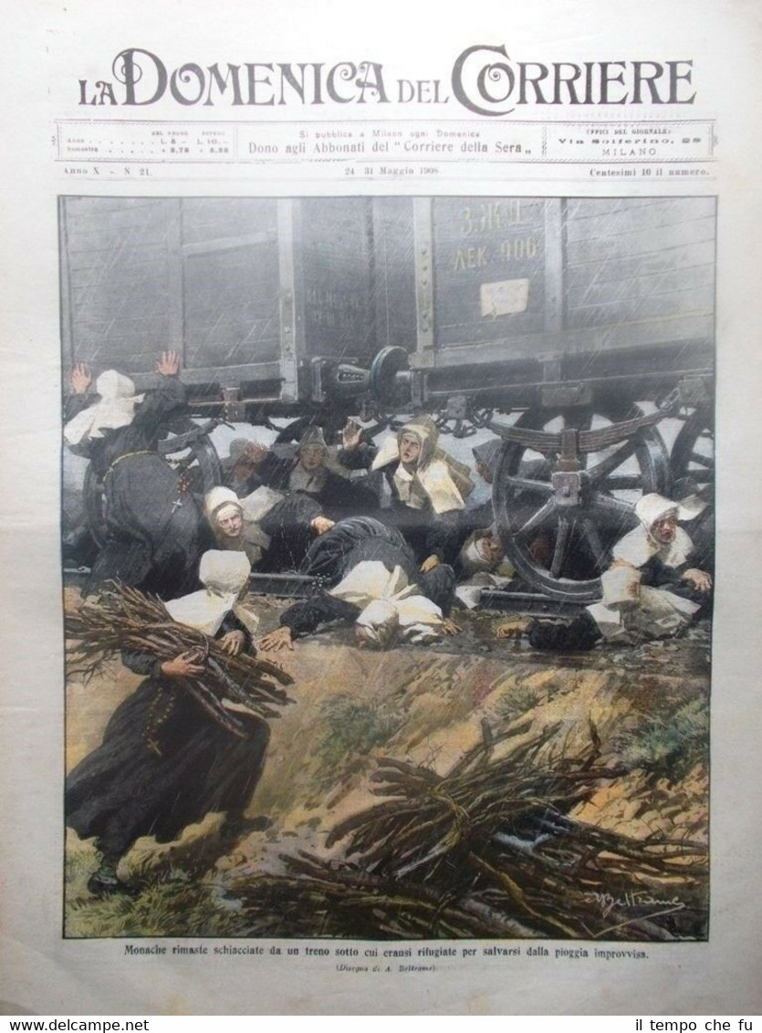 La Domenica del Corriere 31 Maggio 1908 Moda Cifariello Targa …